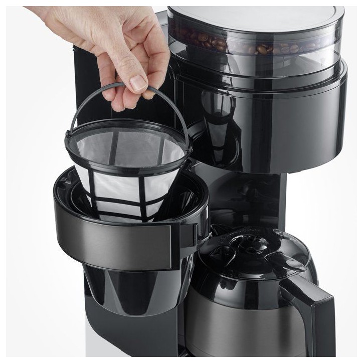 Machine a café filtre avec broyeur - SEVERIN - KA4831 - Technologie Perfect Grind - verseuse isotherme 8 tasses - Noir/Inox Machine a café filtre avec broyeur - SEVERIN - KA4831 - Technologie Perfect Grind - verseuse isotherme 8 tasses - Noir/Inox
