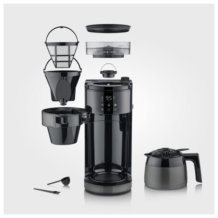 Machine a café filtre avec broyeur - SEVERIN - KA4831 - Technologie Perfect Grind - verseuse isotherme 8 tasses - Noir/Inox Machine a café filtre avec broyeur - SEVERIN - KA4831 - Technologie Perfect Grind - verseuse isotherme 8 tasses - Noir/Inox