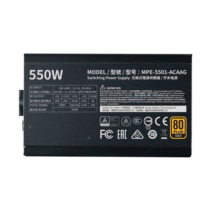 COOLER MASTER - MWE Gold 550W V3 NM - Alimentation PC - 550W