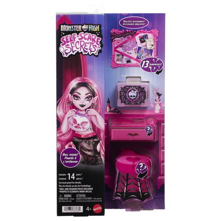 Playset beauté - MONSTER HIGH - Draculaura JHK43 - Poupée - 14 accessoires - Animal