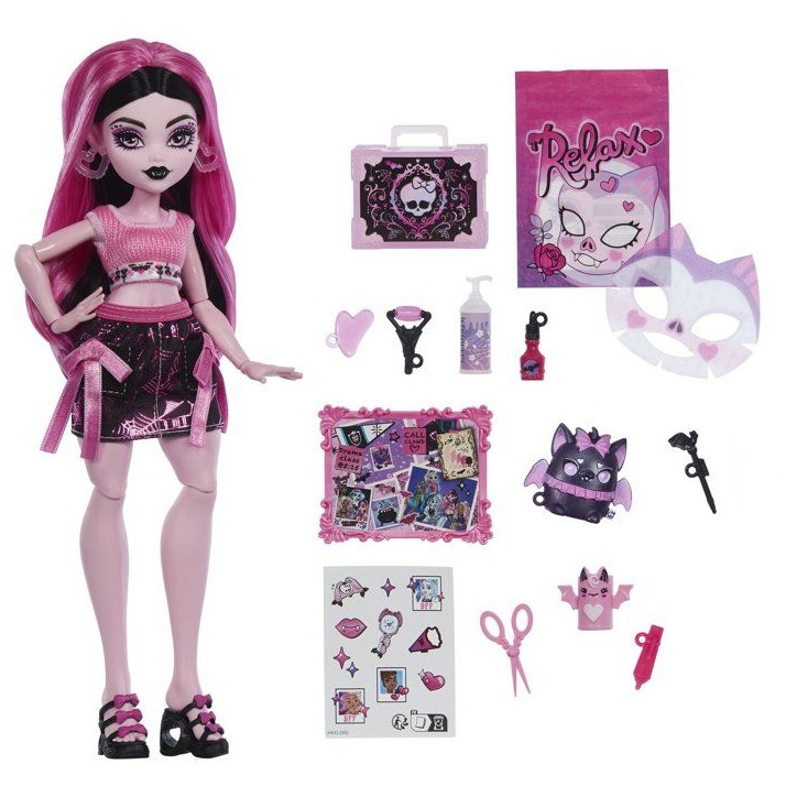Playset beauté - MONSTER HIGH - Draculaura JHK43 - Poupée - 14 accessoires - Animal