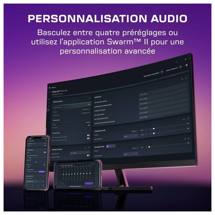 Casque gaming sans fil - TURTLE BEACH - Stealth Pro II - Hi-Res 24bit/96kHz - Réduction de bruit active