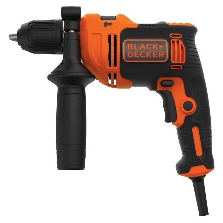 Perceuse a percussion filaire - 710W - BLACK+DECKER - BEH710-QS - avec 4 forets de perçage