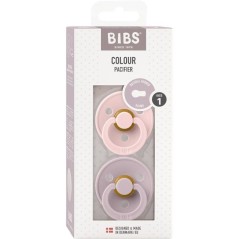 Sucette bébé - BIBS - Colour - Embout rond - Pack de 2 - Caoutchouc naturel - Taille 1 Blossom Dusty Lilac