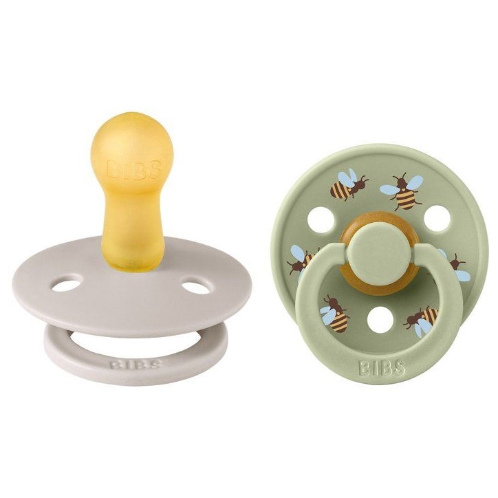 Sucette bébé - BIBS Studio Colour - Ronde - T2 - Caoutchouc naturel - Mushroom Mix - Pack de 2
