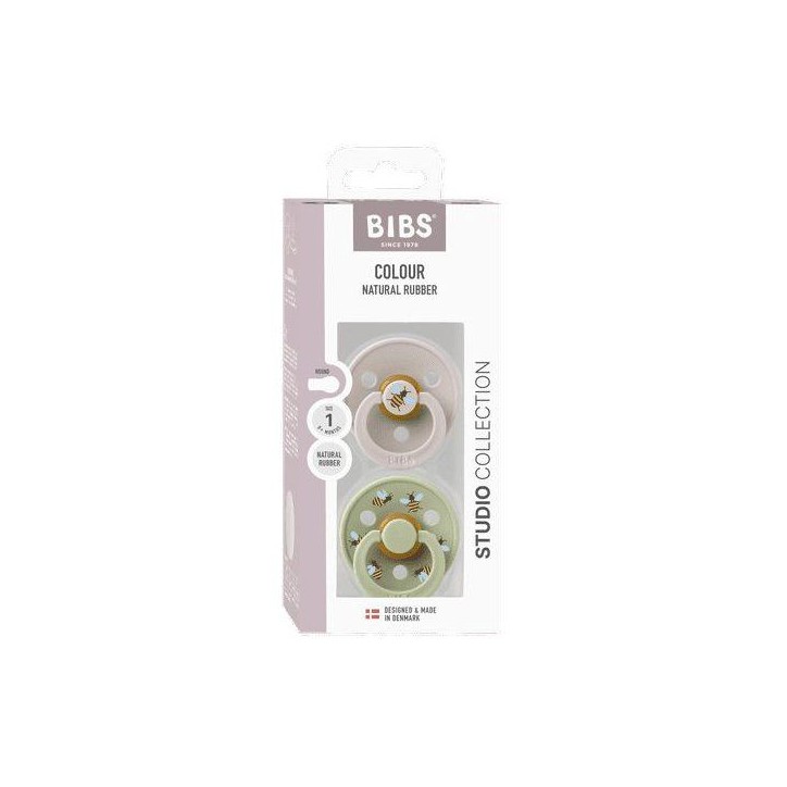 Sucette bébé - BIBS Studio Colour - Ronde - T1 - Caoutchouc naturel - Mushroom Mix - Pack de 2 Sucette bébé - BIBS Studio Colour - Ronde - T1 - Caoutchouc naturel - Mushroom Mix - Pack de 2