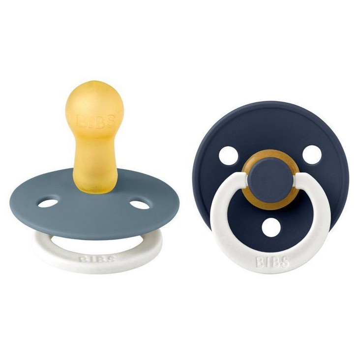 Sucette bébé - BIBS - Colour - Embout rond phosphorescent - Pack de 2 - Caoutchouc naturel - Taille 2 Petrol Deep Space