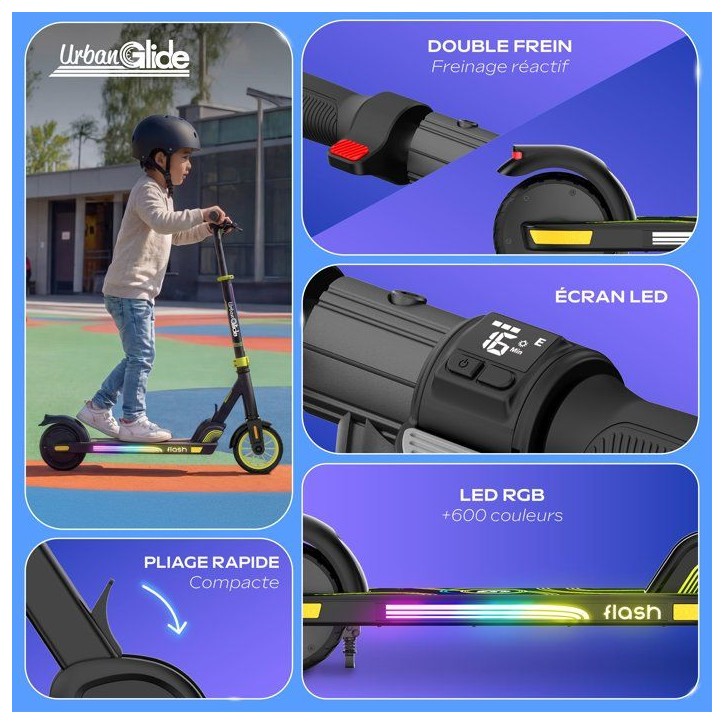 Trottinette électrique - URBANGLIDE - RIDE FLASH - batterie 21,8V - pneus 6,5 Trottinette électrique - URBANGLIDE - RIDE FLASH - batterie 21,8V - pneus 6,5