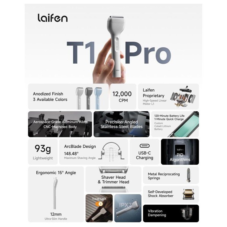 Rasoir électrique - LAIFEN - T1 Pro - 1 lame - Moteur linéaire - Précision Rasoir électrique - LAIFEN - T1 Pro - 1 lame - Moteur linéaire - Précision