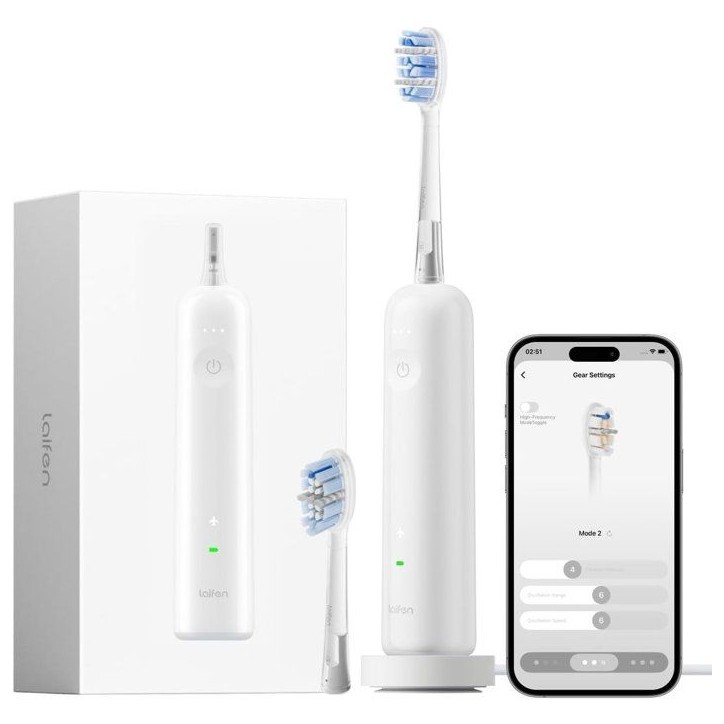 Brosse a dents électrique - LAIFEN - Wave - Blanc - Mouvement sonique - Rechargeable Brosse a dents électrique - LAIFEN - Wave - Blanc - Mouvement sonique - Rechargeable