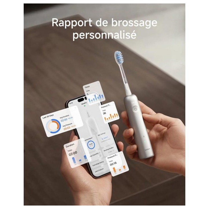 Brosse a dents électrique - LAIFEN - Wave Pro - Alu brossé - Mouvement sonique - Rechargeable Brosse a dents électrique - LAIFEN - Wave Pro - Alu brossé - Mouvement sonique - Rechargeable