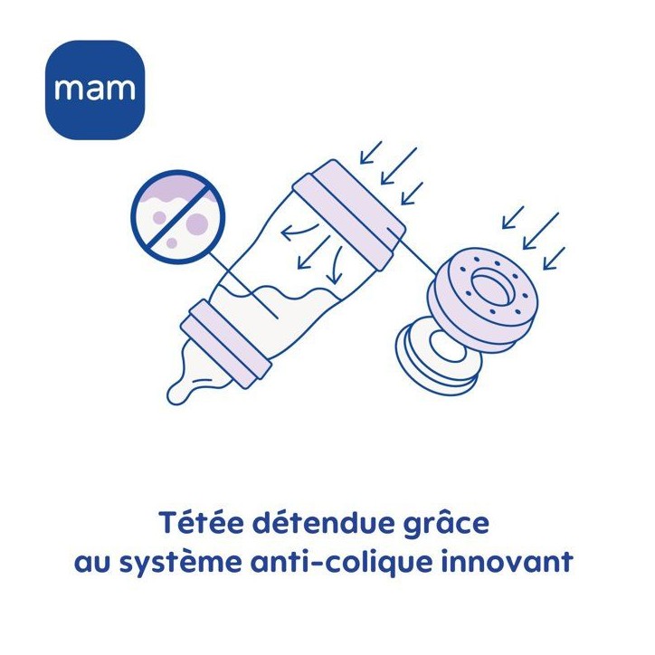 Biberon - MAM - Easy Start Anti-Colique - 160 ml - Tétine débit 1 - Sable Biberon - MAM - Easy Start Anti-Colique - 160 ml - Tétine débit 1 - Sable