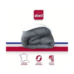 ABEIL Couette chaude Bicolore - 220 x 240 cm - Blanc et gris