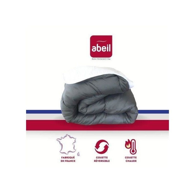 ABEIL Couette chaude Bicolore - 220 x 240 cm - Blanc et gris