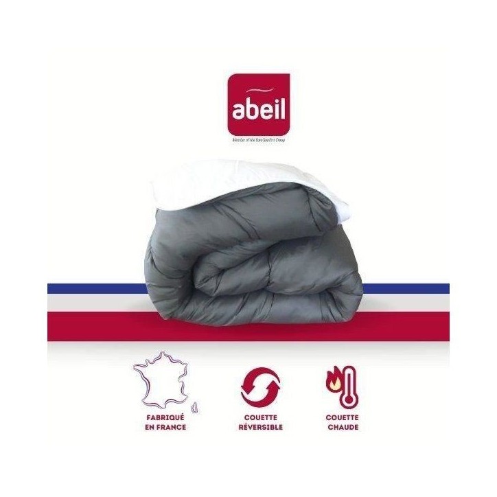 ABEIL Couette chaude Bicolore - 220 x 240 cm - Blanc et gris