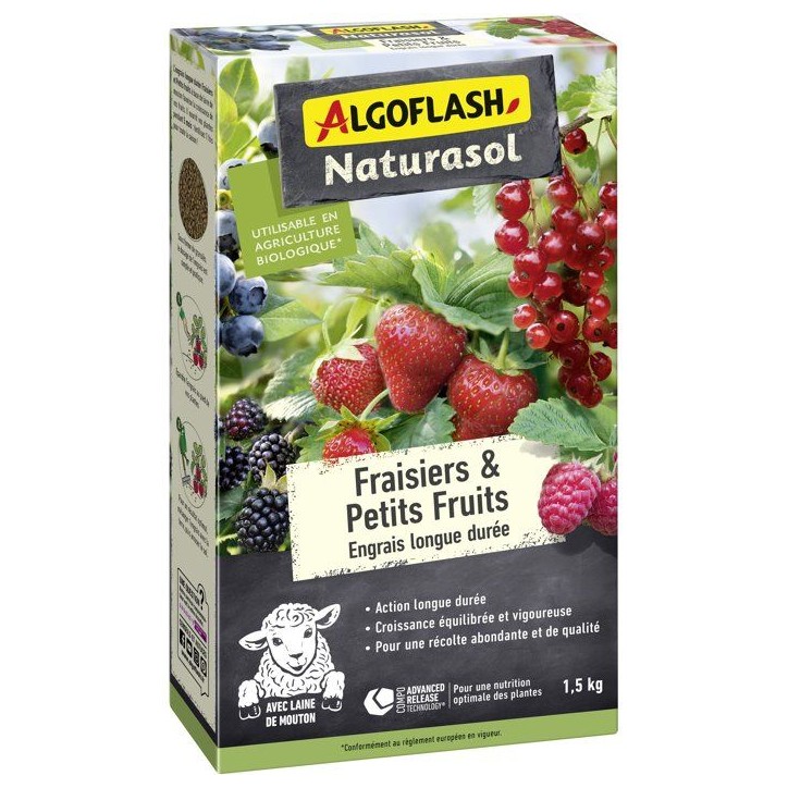 Engrais fraisiers et petits fruits - ALGOFLASH NATURASOL - Longue durée - 1,5 kg - UAB