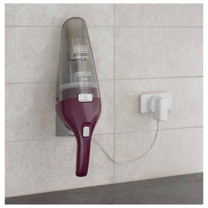 Aspirateur a main sans fil - BLACK & DECKER - NVC115W-QW - 8 AW - 3,6 V 1,5 Ah - Bordeaux Aspirateur a main sans fil - BLACK & DECKER - NVC115W-QW - 8 AW - 3,6 V 1,5 Ah - Bordeaux
