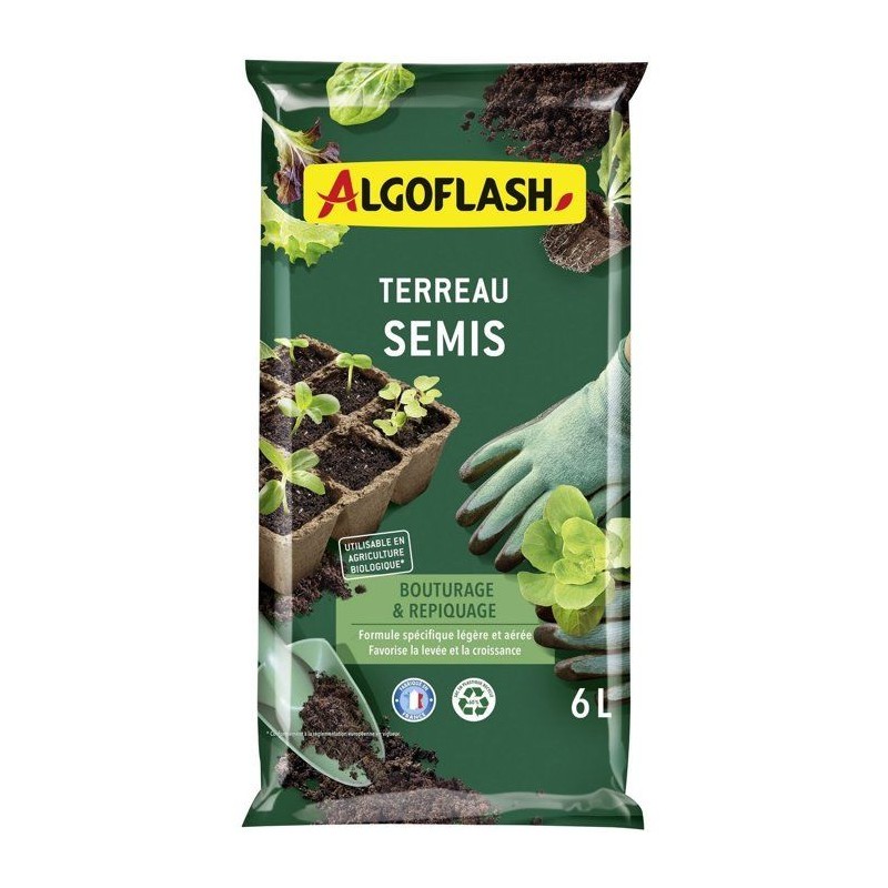 Terreau - ALGOFLASH - Semis bouturage repiquage - 6 L