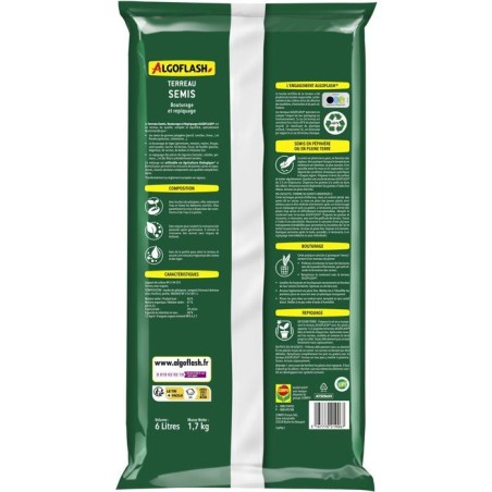 Terreau - ALGOFLASH - Semis bouturage repiquage - 6 L