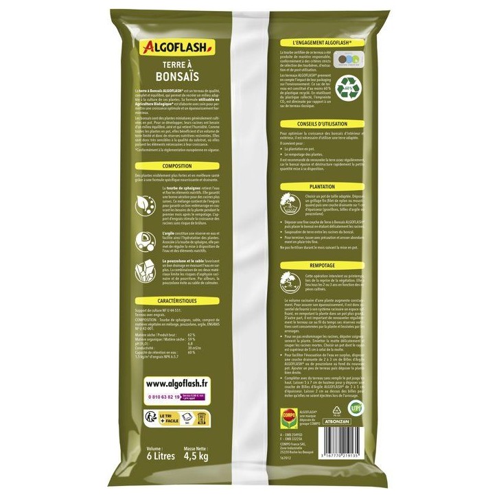 Terre a bonsais - ALGOFLASH - 6 L