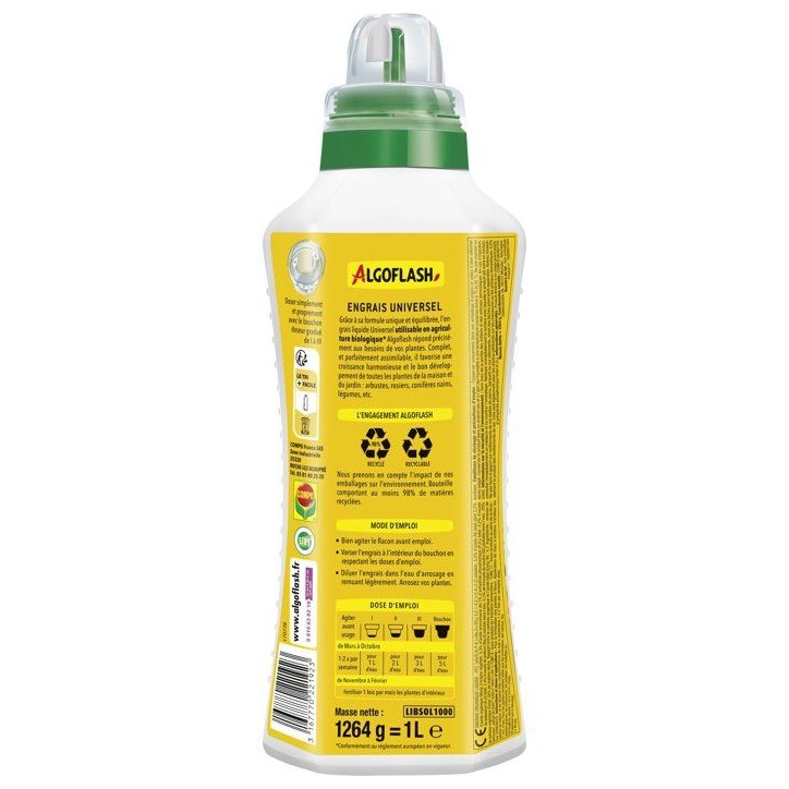 Engrais - ALGOFLASH - Universel - 1 L - UAB