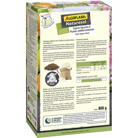 Engrais - ALGOFLASH NATURASOL - Agrumes plantes méditerranéennes - Longue durée - 800 g - UAB