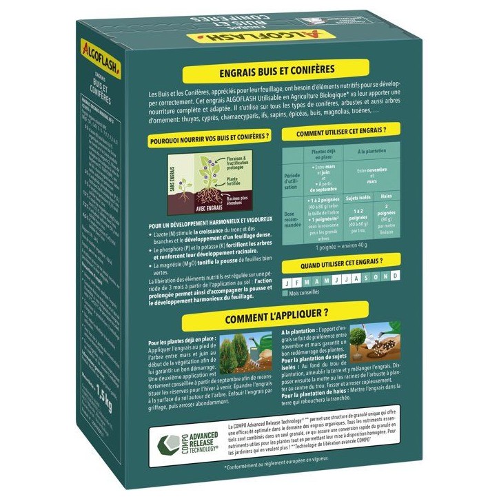 Engrais - ALGOFLASH - Buis coniferes - 1,5 kg - UAB