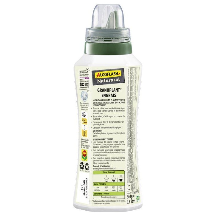 Engrais liquide - ALGOFLASH NATURASOL - Granuplant - 500 mL Engrais liquide - ALGOFLASH NATURASOL - Granuplant - 500 mL