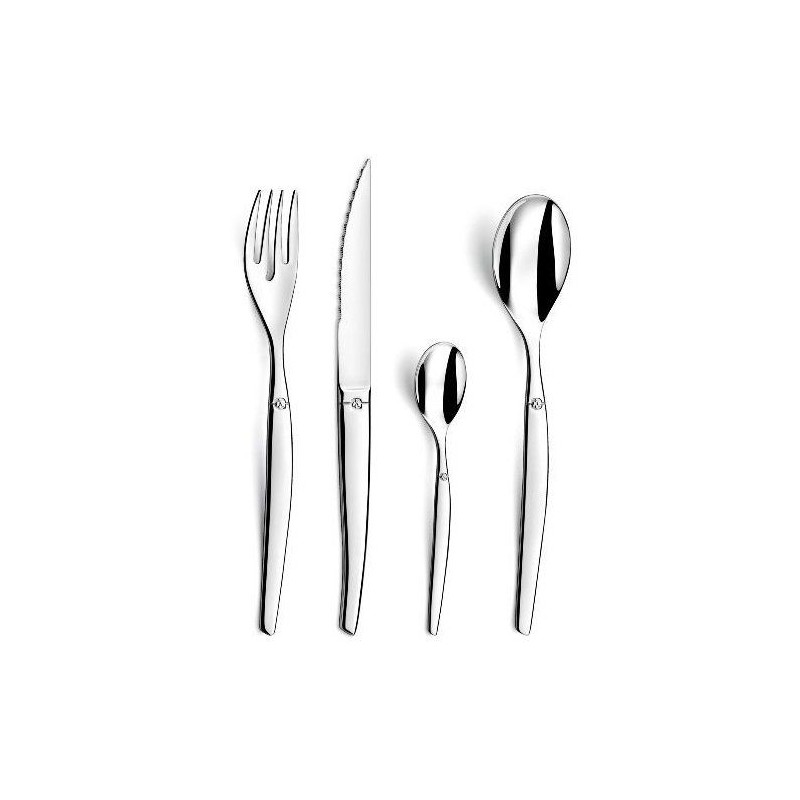 Lou Laguiole Ensemble de coutellerie 24 pcs Jet Miroir Argenté