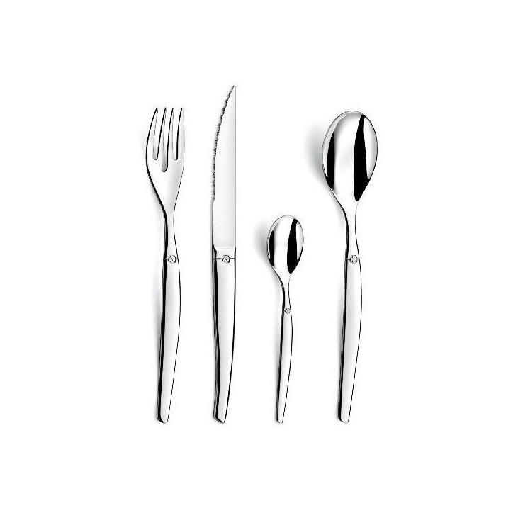Lou Laguiole Ensemble de coutellerie 24 pcs Jet Miroir Argenté