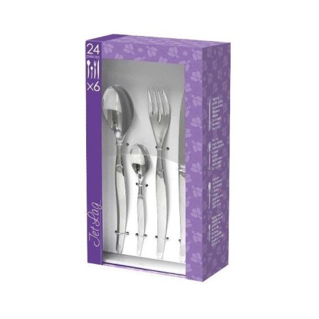 Lou Laguiole Ensemble de coutellerie 24 pcs Jet Miroir Argenté