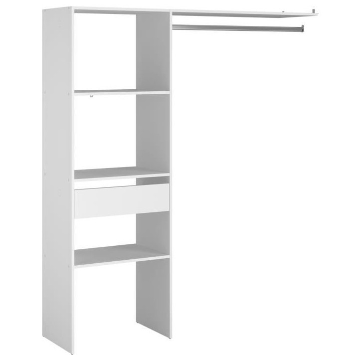 Kit dressing ARTIC EKIPA - Blanc mélaminé - 1 penderie + 1 tiroir - L138 x P40 x H180 cm