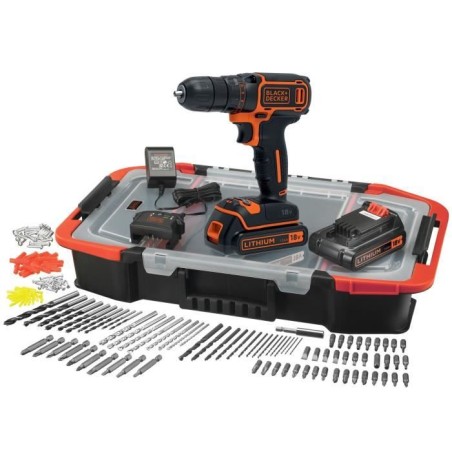 Kit perceuse visseuse sans fil - 18V - BLACK+DECKER - BDCDC18BAST-QW -