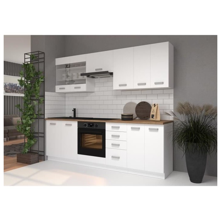 ATLAS Meuble hotte - Décor blanc - L60 x P31 x H72 cm