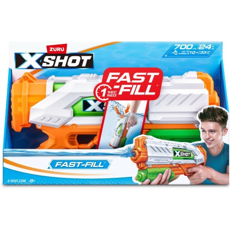 Pistolet a eau - ZURU - X-SHOT Medium Fast-Fill - Remplissage 1 seconde - Portée 9 m - Réservoir 700 ml