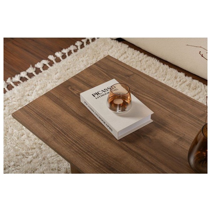 Table basse - SABIN - Venezia Walnut - Rectangulaire - Panneaux mélaminés - Noyer Venezia - Style moderne - Sur pieds - 119x60 Table basse - SABIN - Venezia Walnut - Rectangulaire - Panneaux mélaminés - Noyer Venezia - Style moderne - Sur pieds - 119x60