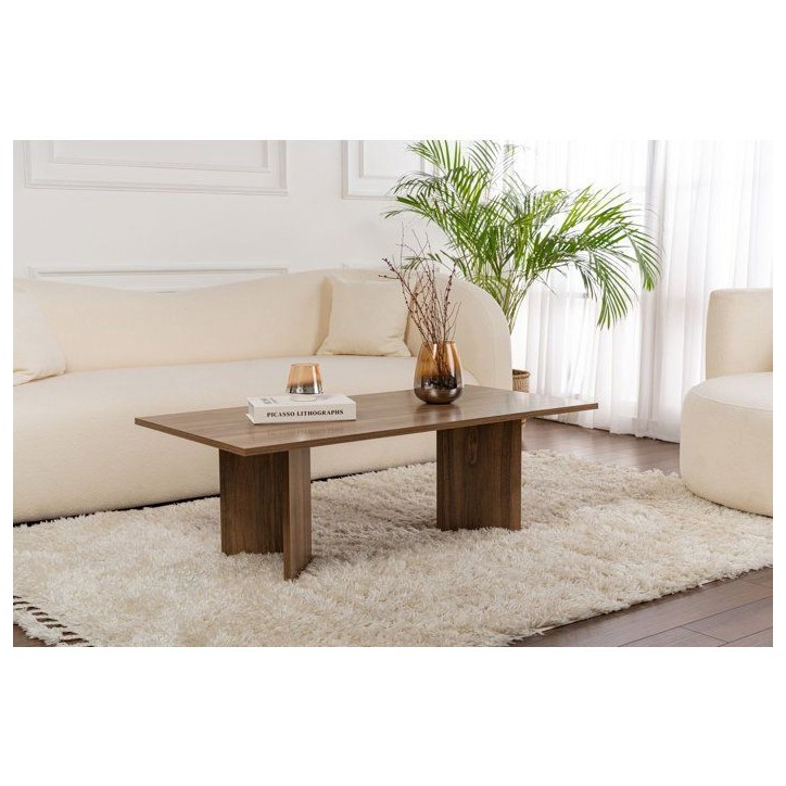 Table basse - SABIN - Venezia Walnut - Rectangulaire - Panneaux mélaminés - Noyer Venezia - Style moderne - Sur pieds - 119x60 Table basse - SABIN - Venezia Walnut - Rectangulaire - Panneaux mélaminés - Noyer Venezia - Style moderne - Sur pieds - 119x60