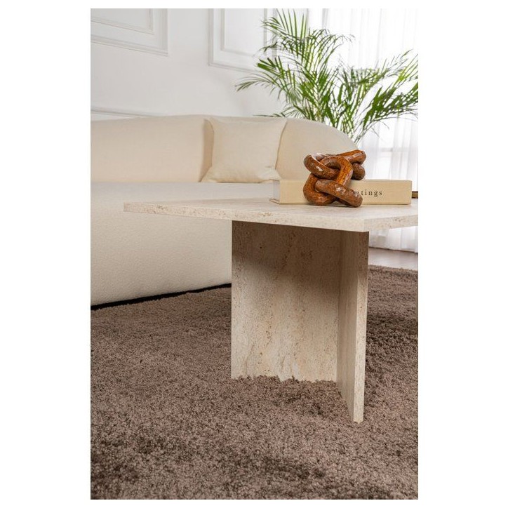 Table basse - SABIN - Travertine - Rectangulaire - Panneaux mélaminés - Travertin - Style élégant - Sur pieds - 119x60x40 cm Table basse - SABIN - Travertine - Rectangulaire - Panneaux mélaminés - Travertin - Style élégant - Sur pieds - 119x60x40 cm