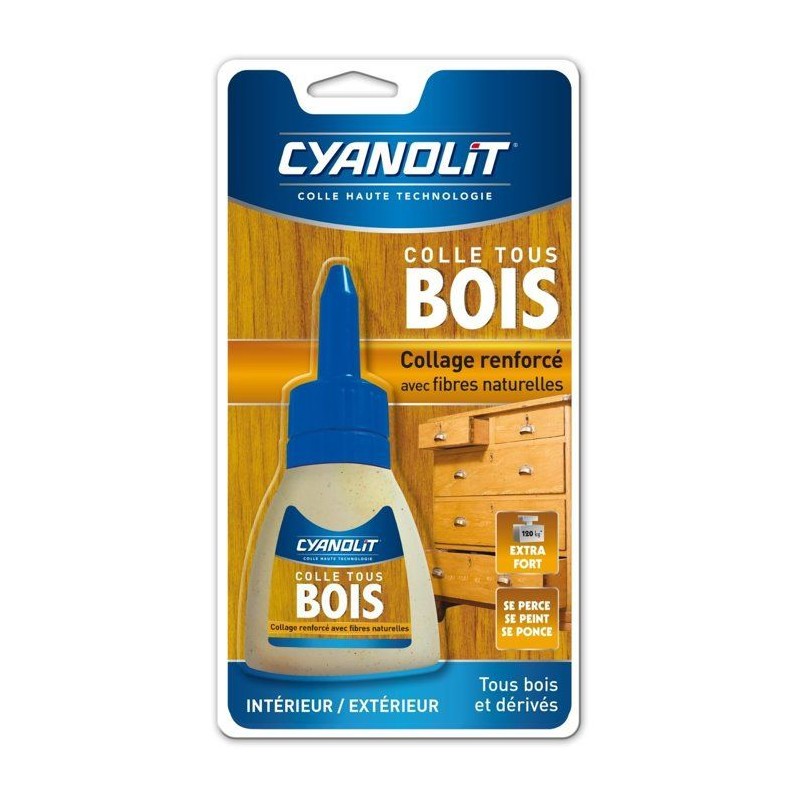 Colle bois vinylique (D3) - CYANOLIT - 54 g - Renforcé fibres naturel
