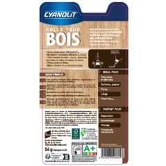 Colle bois vinylique (D3) - CYANOLIT - 54 g - Renforcé fibres naturelles - Intérieur extérieur