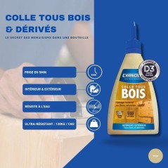 Colle bois vinylique (D3) - CYANOLIT - 54 g - Renforcé fibres naturel