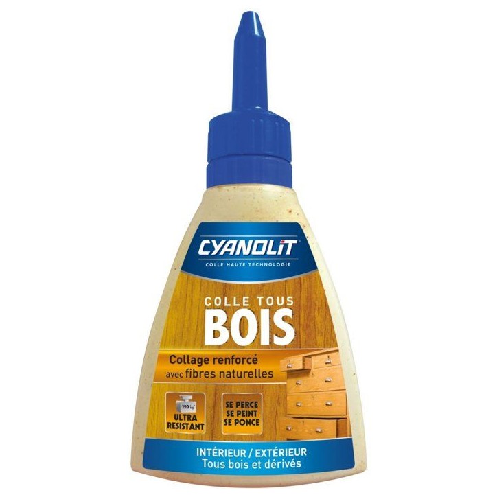 Colle a bois - Cyanolit - Colle tous bois 125 g - Vynilique renforcée - Intérieur et extérieur - Multi-supports Colle a bois - Cyanolit - Colle tous bois 125 g - Vynilique renforcée - Intérieur et extérieur - Multi-supports