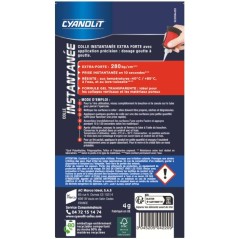 Colle instantanée - CYANOLIT - EXTRA FORTE PRECISION - 4 g - Formule gel - Application précision
