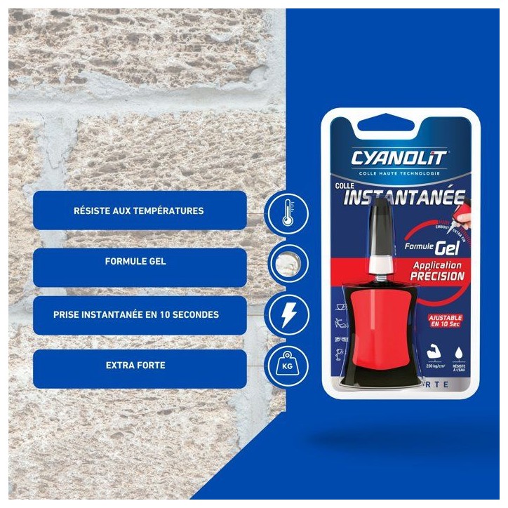 Colle instantanée - CYANOLIT - EXTRA FORTE PRECISION - 4 g - Formule gel - Application précision Colle instantanée - CYANOLIT - EXTRA FORTE PRECISION - 4 g - Formule gel - Application précision