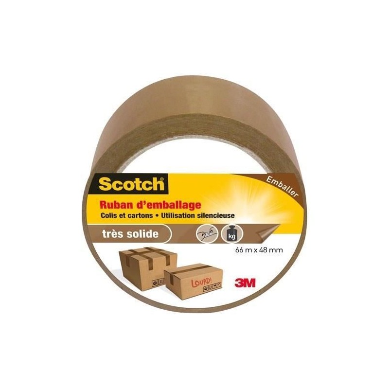 3M SCOTCH Ruban adhésif d'emballage - 66 m x 48 mm - Marron