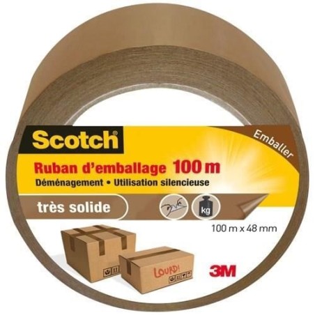 3M SCOTCH Ruban adhésif d'emballage - 100 m x 48 mm - Marron