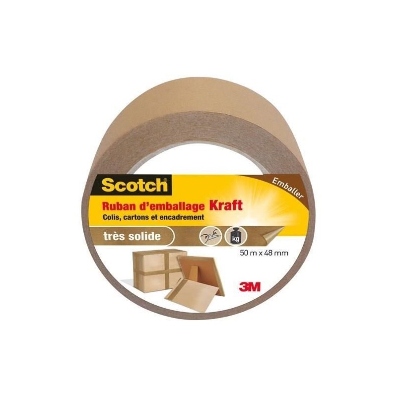 3M Ruban d'adhésif d'emballage kraft - 50mx48mm
