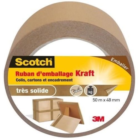 3M Ruban d'adhésif d'emballage kraft - 50mx48mm