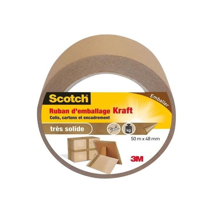 3M Ruban d'adhésif d'emballage kraft - 50mx48mm