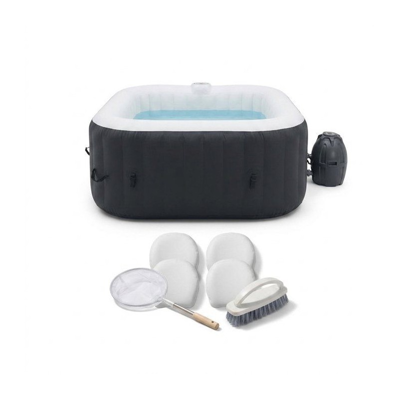 KIT TOUT INCLUS SUNSPA: spa gonflable carré 6 places et accessoires :